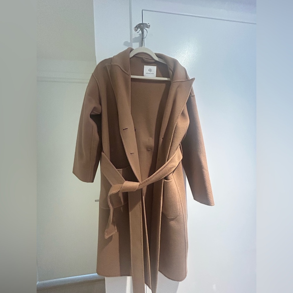 Anine Bing Camel Wool Wrap Jacket